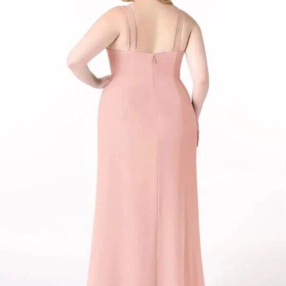 AZAZIE  LEO Rosette Fitted V-Neck Pleated Chiffon Dress - Picture 3 of 4